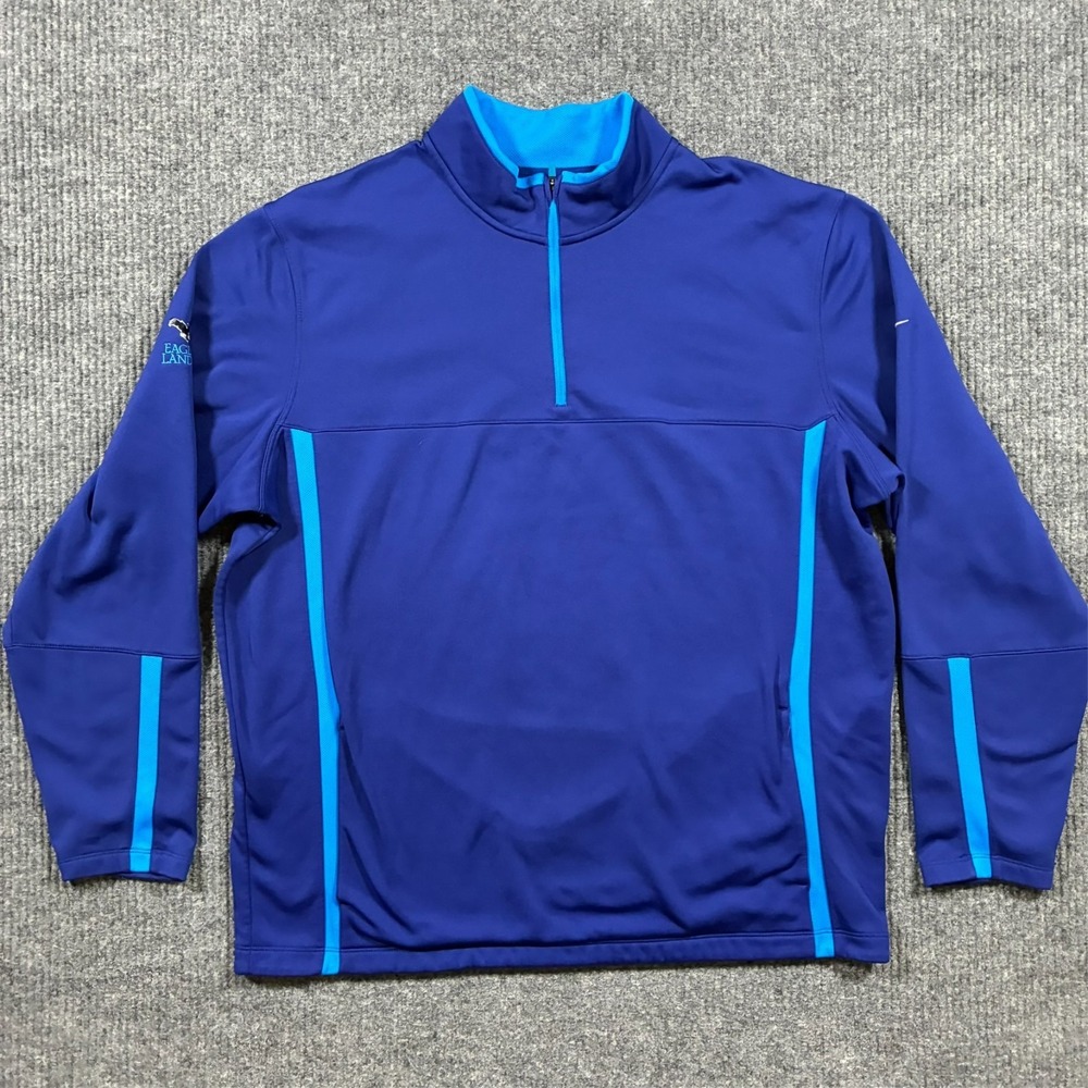 Nike Golf Mens‎ Therma Fit Pullover Jacket XL Blue 1/4 Zip Athletic Performance